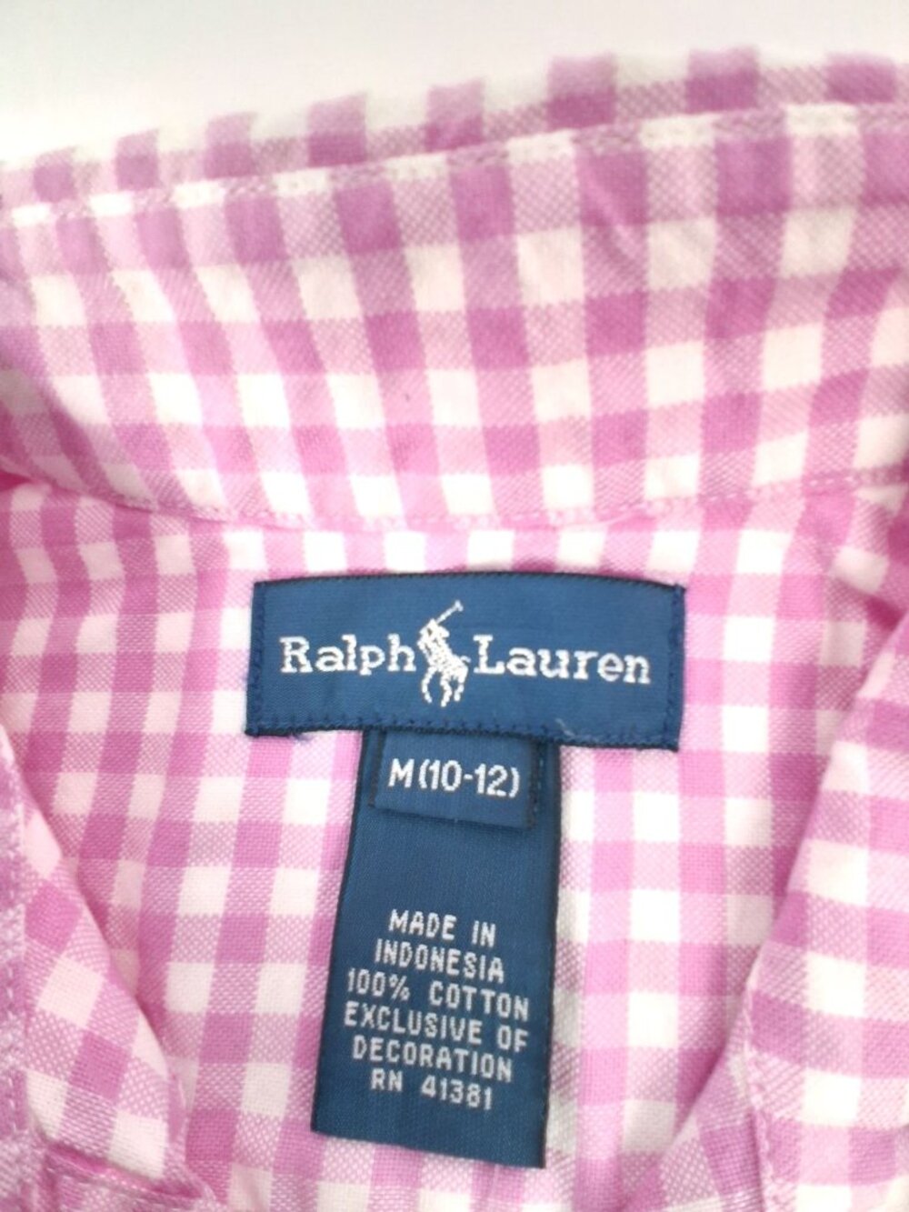 NWT Ralph Lauren Pink White Classic Gingham Cotton Poplin Boys Size M (10-12) - Picture 11 of 11